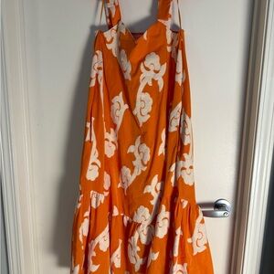 Orange and White Floral Maxi Dress